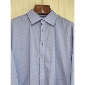 1...like No Other Shirt Mens 17.5 XL Blue Geometric Stretch Dress Long Sleeve